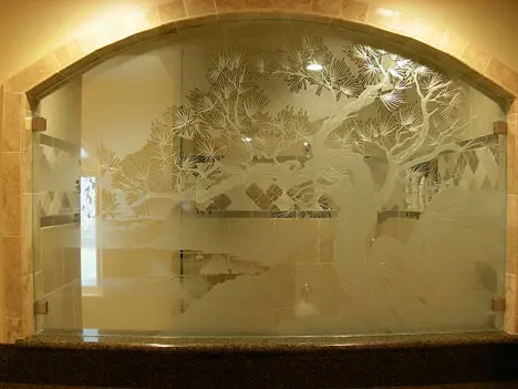 Carved Glass Shower Enclosures