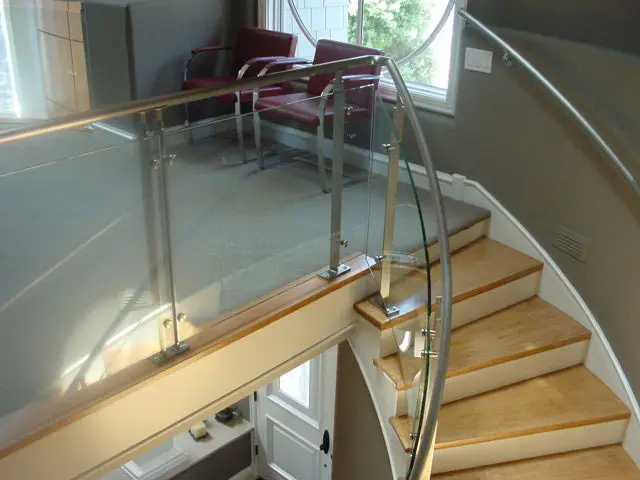 Orange Glass Railing Staircase